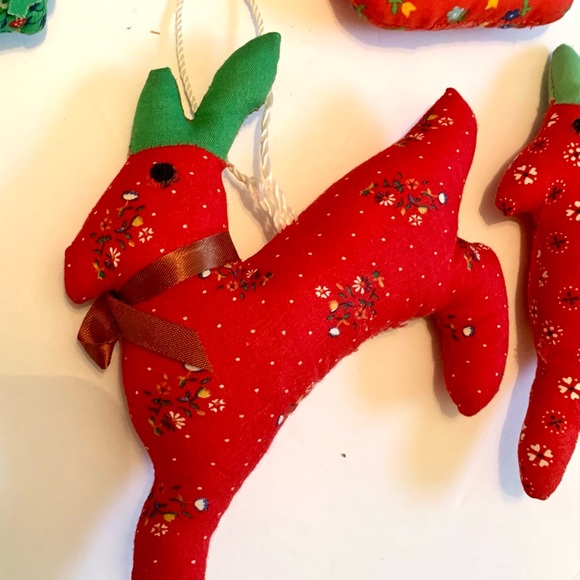 Vintage Quilted Calico Ornaments Scandinavian Farm House Christmas - Picture 7 of 14